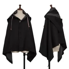ブラックコムデギャルソンBLACK COMME des GARCONS エステルコットンフーデッドポンチョ 黒L位のサムネイル