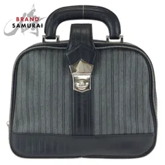 美品 Vivienne Westwood ヴィヴィアンウエストウッド ストライプ ブラック グレー シルバー金具 PVC/レザー ハンドバッグ メンズ 602298【中古】のサムネイル