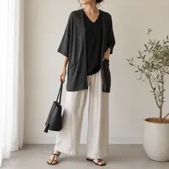 evam eva エヴァムエヴァ☆シルクニットローブカーディガン F ミックスカラー 薄手 春夏のサムネイル