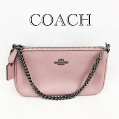 COACH コーチ ポーチ ミニバッグ ハンドバッグ 53077 ピンク 無地 ガンメタルカラー チェーン レディース 219のサムネイル