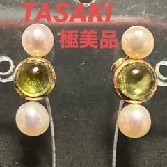 極美品　タサキ　TASAKI　ピアス　田崎真珠　田崎　真珠　K18　パール　約3.6mm×2　ペリドット　約4.8mm　ゴールド　グリーン　箱のサムネイル