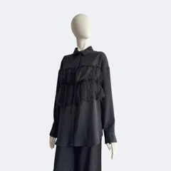 ⭐︎ LAKOLE ラコレ チュールドッキングシャツ長袖 ブラック フリルのサムネイル