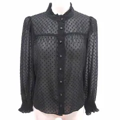 フェルゥ Feroux ブラウス シャツ シアー ドット 長袖 2 M 黒 ブラック /YK ●RYのサムネイル