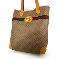 GUCCI オールドグッチ マイクロGG GG金具 シェリーライン トートバッグ ベージュ A4可 ヴィンテージのサムネイル