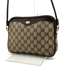 GUCCI グッチ GG柄 ショルダーバッグ PVC レザー ブラウン