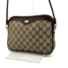 GUCCI グッチ GG柄 ショルダーバッグ PVC レザー ブラウン ヴィンテージ オールドグッチのサムネイル
