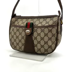 GUCCI グッチ シェリーライン GG柄 ショルダーバッグ PVC レザー ブラウン ヴィンテージのサムネイル