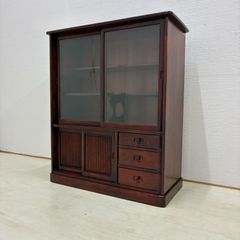 カリモク　茶箪笥　レトロ カリモク】サイドボード 食器棚 飾り棚 水屋箪笥 茶棚 茶箪笥