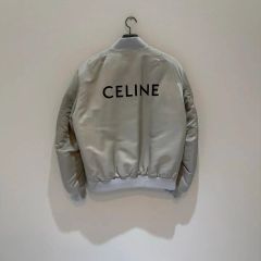超極美品】 セリーヌ ラムレザー ボンバージャケット ロゴ スタッズ