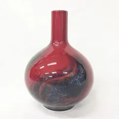美品 ロイヤルドルトン フランベ ベインド 花瓶 フラワーベース 陶器 一輪挿し 壺 英国 Royal Doulton FLAMBE VEINED 赤 黒のサムネイル