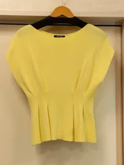 M7  ジェットセット  JET SET  トップス  サマーニット  フリーサイズ  イエロー  フレンチスリーブ  ペプラムライク  レーヨンナイロン混合素材のサムネイル