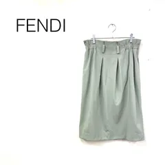 FENDI フェンディ イタリア製 ウエストギャザーウールタックミディスカート ベルトループ 無地 ウエストゴム size42 ライトカーキ シルクのサムネイル