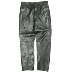 古着 Verducci 90s Leather Pants ヴィンテージ 5ポケットレザーパンツ 36 BLACK ボタンフライ ボトムス g25767のサムネイル