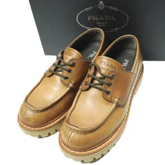 PRADA プラダ イタリア製 カーフレザーモックトゥレースアップシューズ 2EE416 070 81/2(27.5cm) COGNAC 外羽根 シューズ g25769のサムネイル