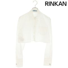 PRADA♡プラダ コットンポプリンシャツ 三角ロゴ クロップド丈 42 白