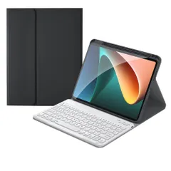 シャオミ Xiaomi Pad 6 キーボードケース ペンホルダー付き 丸いキー 球状くぼみ 入力しやすい Xiaomi PAD6 キーボード付き カバー 分離式 マグネット Bluetooth キーボード,黒+白のサムネイル