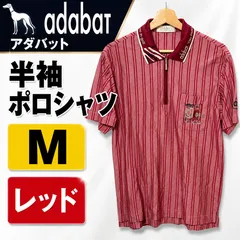 adabat アダバット 半袖ポロシャツ メンズ M レッド ストライプ ハーフジップ ゴルフウェア 日本製のサムネイル