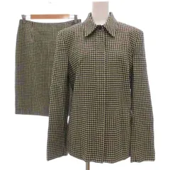 ローレンラルフローレン LAUREN RALPH LAUREN 美品 ヴィンテージ 90s セットアップ ジャケット タイトスカート 8 千鳥柄 ジップアップ ひざ丈 黒 ブラック 白 ホワイト /KB ■ECG005のサムネイル