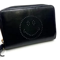 ANYA HINDMARCH アニヤハインドマーチ 二つ折り 財布 ウォレット コンパクト ブラック レザーのサムネイル