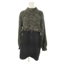 ムルーア MURUA チュニック ニット セーター フェイクレイヤード M グレー 黒 ブラック ハイネック 長袖 /MN41 ■ECB006のサムネイル