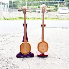 【送料無料】希少 三線製作途中2本セット 沖縄伝統楽器 三線 未完成ボディ DIY・修理素材・工房教材用 現状品のサムネイル