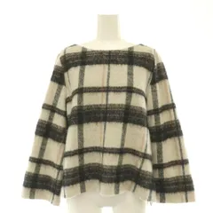 ロートレアモン LAUTREAMONT チェック柄 トップス ニット セーター 長袖 38 アイボリー 黒 /HS ■MAのサムネイル
