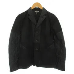 コムデギャルソンブラック COMME des GARCONS BLACK AD2018 テーラードジャケット シングル キルティングジャケット アウター 総柄 切替 S 黒 ブラック 1B-J013 /YTのサムネイル