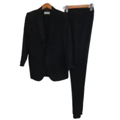サンローラン パリ SAINT LAURENT PARIS スーツ スモーキングジャケット テーラード パンツ スラックス サテンラペル アンフィニッシュ F36 黒 ブラック ■MNK10のサムネイル