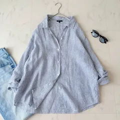 美品✨《インディヴィ》フレンチリネン 100%オープンカラー オーバーサイズ Mのサムネイル