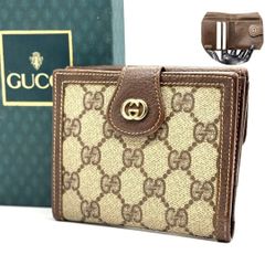 GUCCI オールドグッチ インターロッキング がま口 二つ折り財布 茶