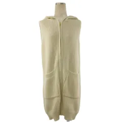 ダブルスタンダードクロージング ダブスタ DOUBLE STANDARD CLOTHING ニット パーカー ノースリーブ ロング丈 ジップアップ リブ編み コットン ホワイト Fのサムネイル