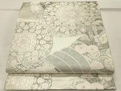平和屋着物◎六通柄袋帯　唐織　西域熨斗目文様　プラチナ箔　正絹　逸品　DABG4424qpのサムネイル