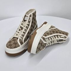 新品】GUCCI ハイカットスニーカー ベージュ GGパターン 37 24cm 