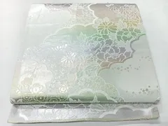 平和屋着物◎佐賀錦　六通柄袋帯　雲取り草花文　正絹　逸品　CABI4419nbのサムネイル
