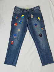 STELLA McCARTNEY ステラ マッカートニー パッチ デニムパンツ ダメージ フリンジ ジーン デニム ズボン 28のサムネイル