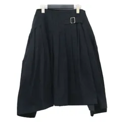 tricot COMME des GARCONS トリコ コム デ ギャルソン スカート ネイビー ブラック S フラワージャガード プリーツ ラップ スカート TR-S05 ミディ丈 Aライン 切替 ギャザー コットン ボトムス【レディース】【中古】のサムネイル