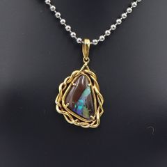 限定1点】【新品】モルダバイト ワイヤーラップ ペンダント ネックレス