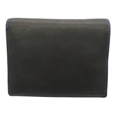 美品 KENZO ケンゾー HOMME オム 二つ折り財布 シープスキン レザー コンパクト ウォレット 本革 定期入れ付き ブラック メンズ 【中古】のサムネイル