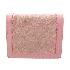 VERSACE ヴェルサーチ ヴェルサーチェ 二つ折り財布 レザー ウォレット 花柄 フラワー フローラル ジャガード ロゴ イタリア製 ピンク レディース 【中古】のサムネイル