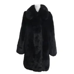 マークジェイコブス MARC JACOBS 美品 フェイクファーコート ボリュームカラー ミドル丈 肉厚 S 黒 ブラック ■MNK10のサムネイル