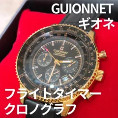 【稼働品】GUIONNET ギオネ フライトタイマー クロノグラフ メンズ腕時計 クォーツ ブラック×ゴールド 動作確認済のサムネイル