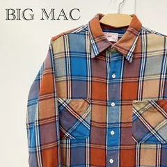 BIG MAC ビッグマック ヘビー ネルシャツ L ヴィンテージ オレンジ ブルー コットン 長袖 メンズ _208のサムネイル