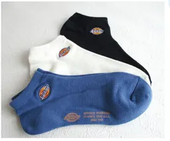 Dickies  ディッキーズ 【 25 - 27cm 】メンズ 3足組 アンクル丈 ソックス アソート刺繍 人気 3色3足組 お得3P 白 ブルー ネイビー ショート お得 通学 通勤 ワンポイント ロゴ刺繍  オールシーズン 81007900のサムネイル