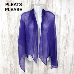 美品 PLEATS PLEASE ISSEY MIYAKE プリーツプリーズ イッセイミヤケ シースルー 大判ストール パープルのサムネイル