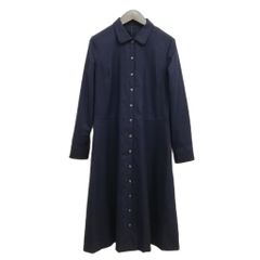 GANNI ネイビー カーブシルエット パフスリーブ ロングコート 36 
