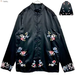 【英国人気ブランド】ASOS 花柄刺繍 チャイナジャケット セレブM ブラック 光沢 刺繍 オーバーサイズ エレガント 希少のサムネイル