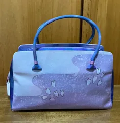 利休バッグ★絹★虹屋和装バッグ★新品未使用タグ付★桜柄パープル着物用バッグのサムネイル