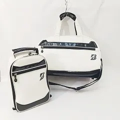 ブリヂストン ブリジストン BRIDGESTONE ゴルフ ボストンバッグ ロッカーバッグ シューズケース 2点セット 2WAY フェイクレザー ホワイト ブラック 白 黒のサムネイル