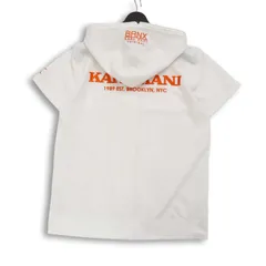 Karl Kani カールカナイ 春夏★ 半袖 ワッフル ロゴ刺繍 半袖 ジップ パーカー Sz.L メンズ 白のサムネイル