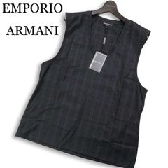 美品 エンポリオアルマーニ ジレベストグレー濃灰色 EMPORIO ARMANI